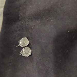 New David Sigal Sterling silver White quartz gem riolet stud earrings rhodium